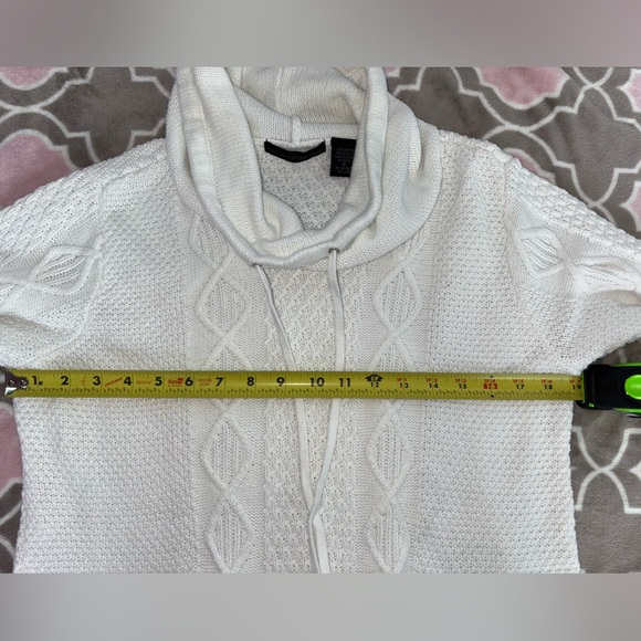Preswick & Moore Winter White Cable Knit Cowl Neck Holiday Sweater Size M - Picture 7 of 8